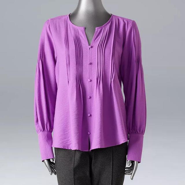 Womens Simply Vera Vera Wang Long Sleeve Pintuck Blouse Product Image