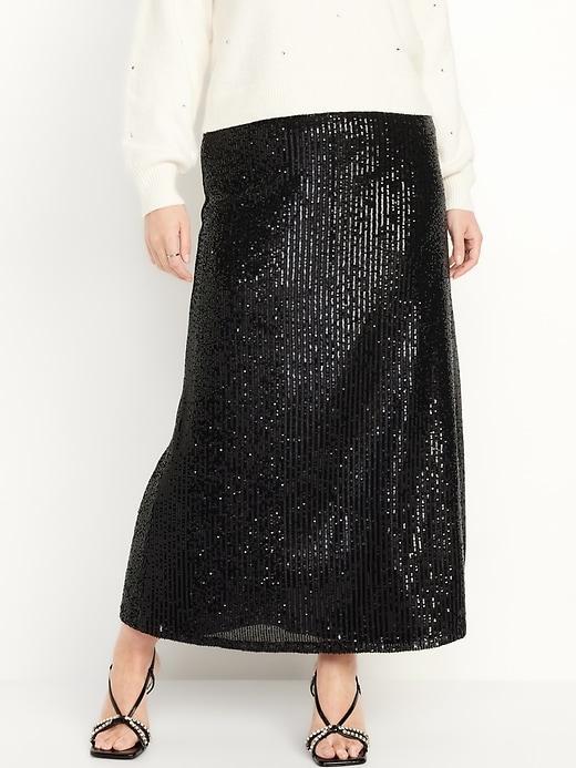 High-Waisted Sequin Maxi Skirt Product Image