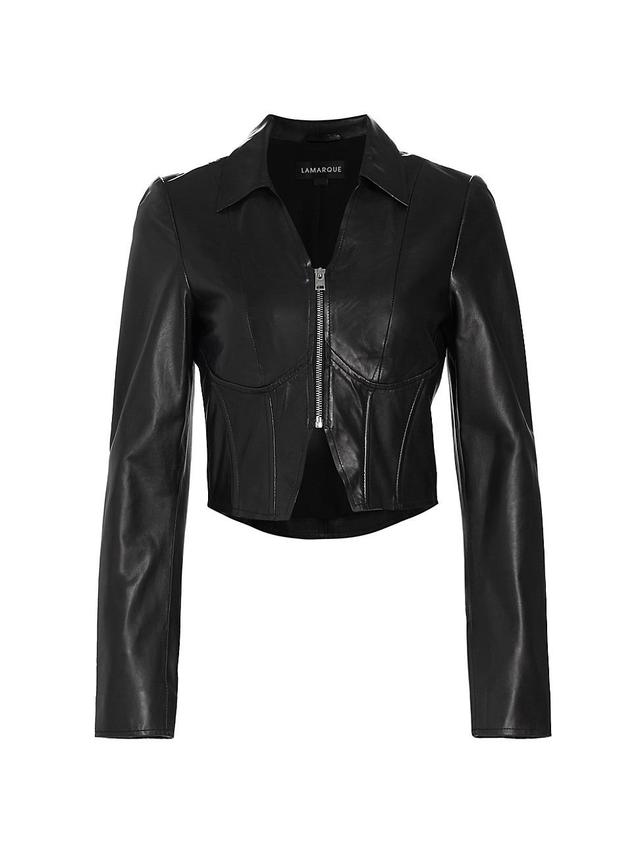 Womens Romi Cropped Leather Top Product Image