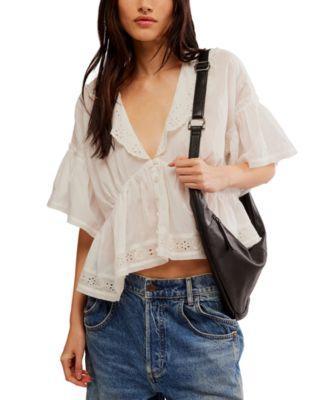 Women's Elle Eyelet-Trim Blouse Product Image