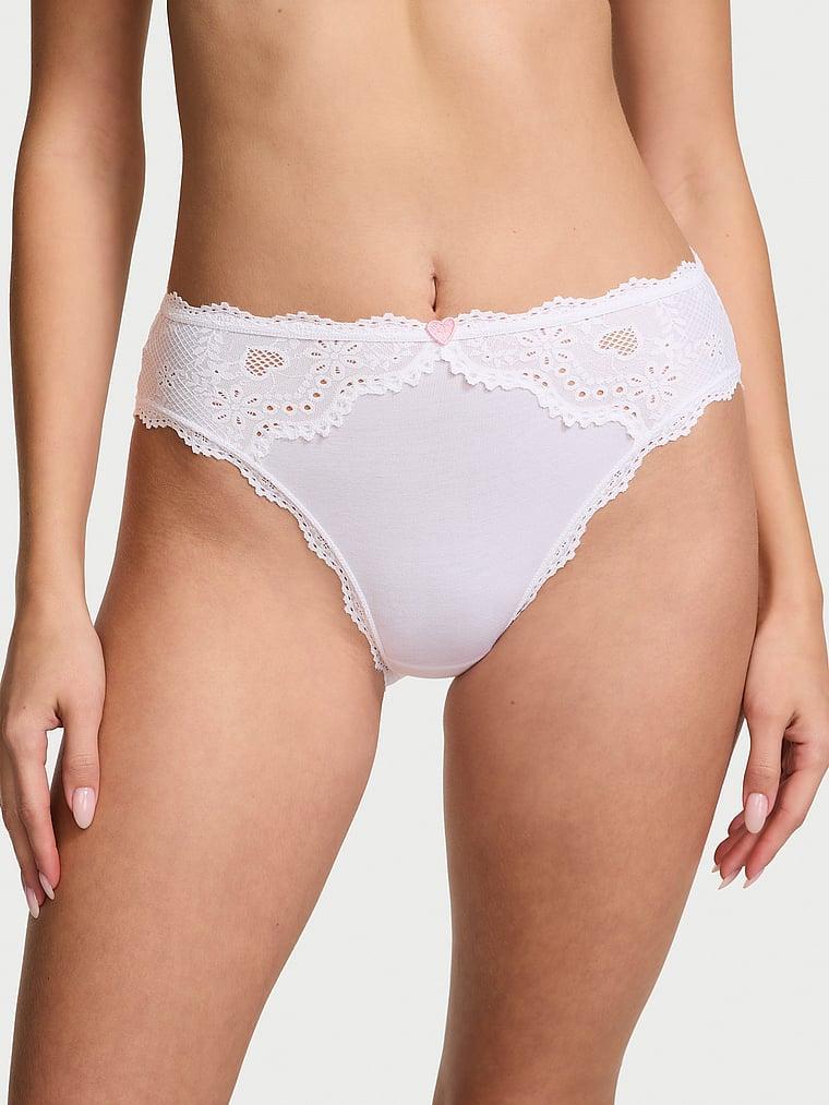 Heart Eyelet Cotton High-Leg Brief Panty Product Image