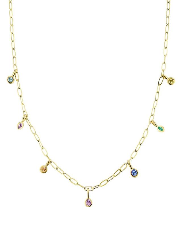 Womens Monroe 18K Yellow Gold, Sapphire, & Emerald Necklace Product Image