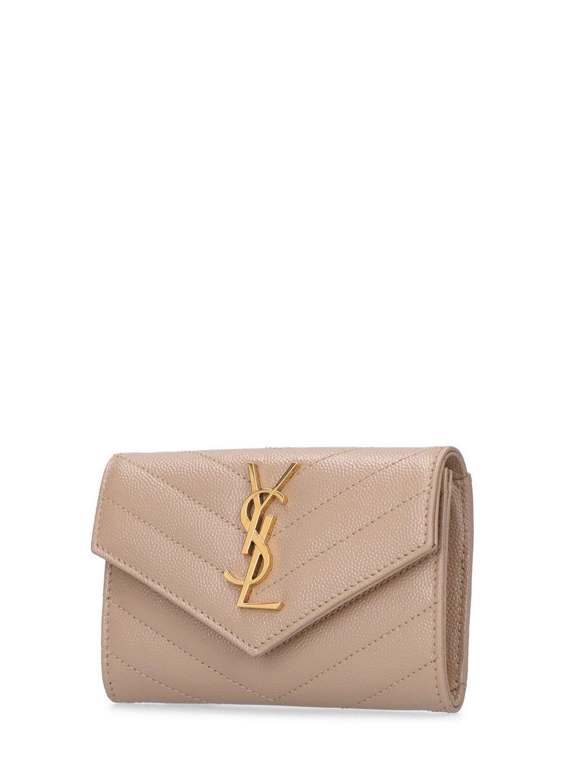 SAINT LAURENT Monogram Small Leather Wallet In Dark Beige Product Image