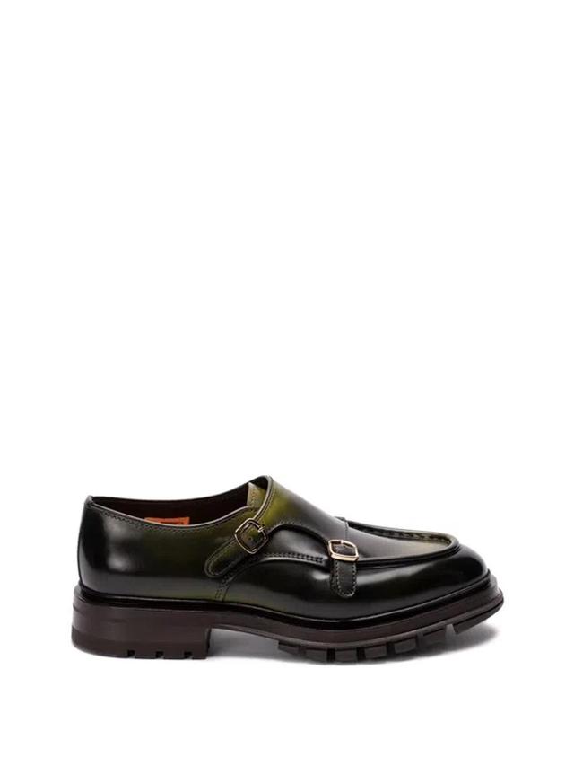 SANTONI `emric` Buckled Loafers In Green Product Image