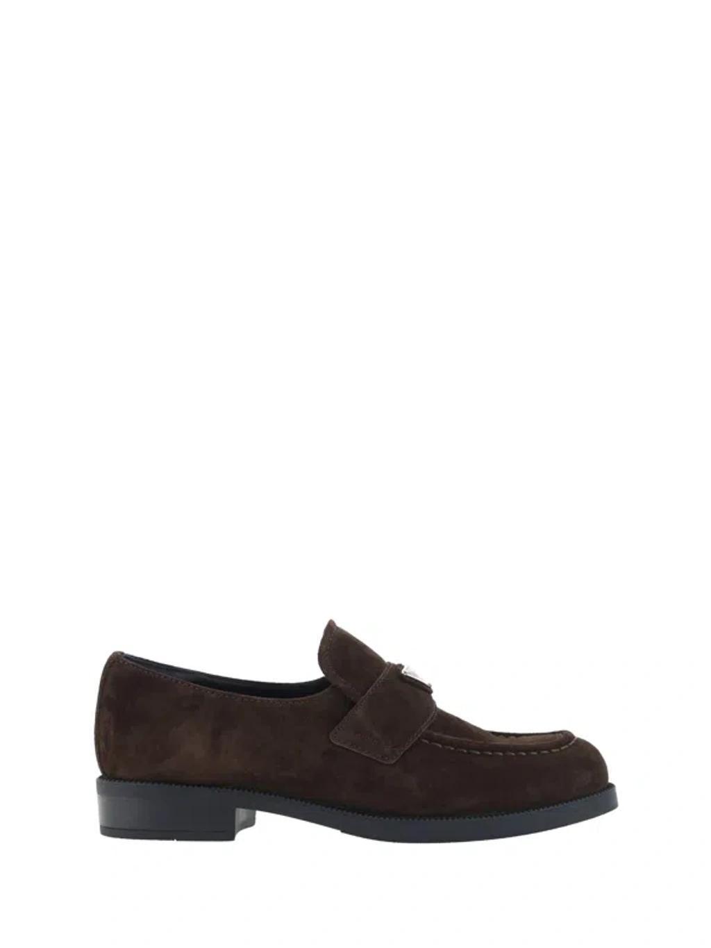 Suede Logo Slip-on Loafers In Moro product image