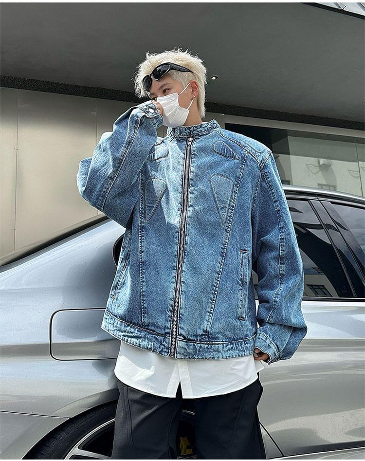 Washed Denim Zip Jacket Product Image