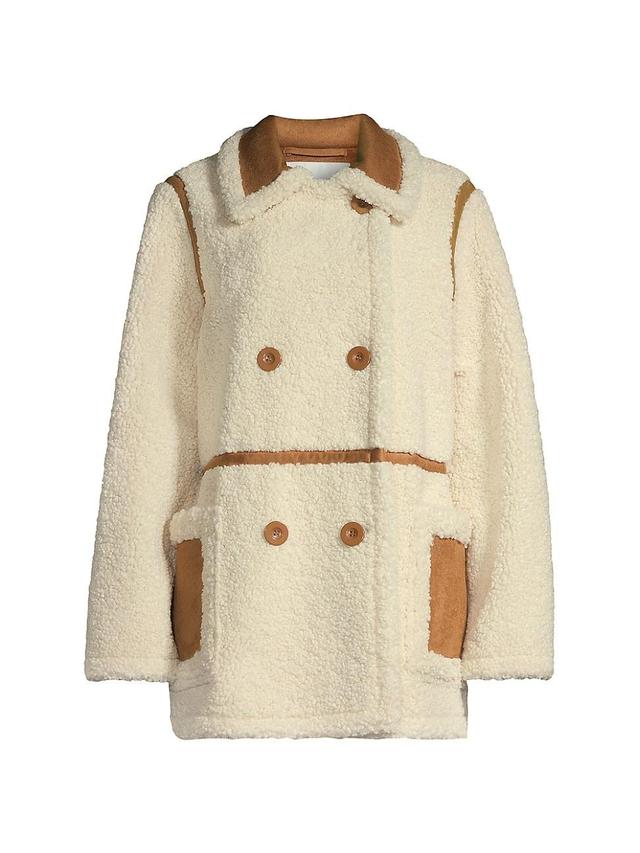 Stand Studio Chloe Double Breasted Faux Shearling Jacket Product Image