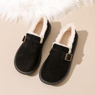 Buckled Fleece-Lined Faux Suede Slip Ons Product Image