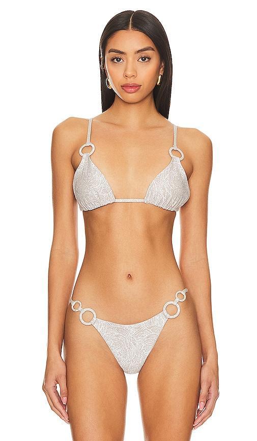 DEVON WINDSOR Amina Bikini Top in Metallic Neutral. Product Image