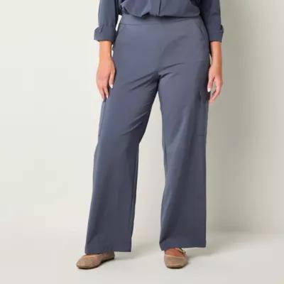 Stylus Womens Mid Rise Stretch Fabric Wide Leg Cargo Pant product image