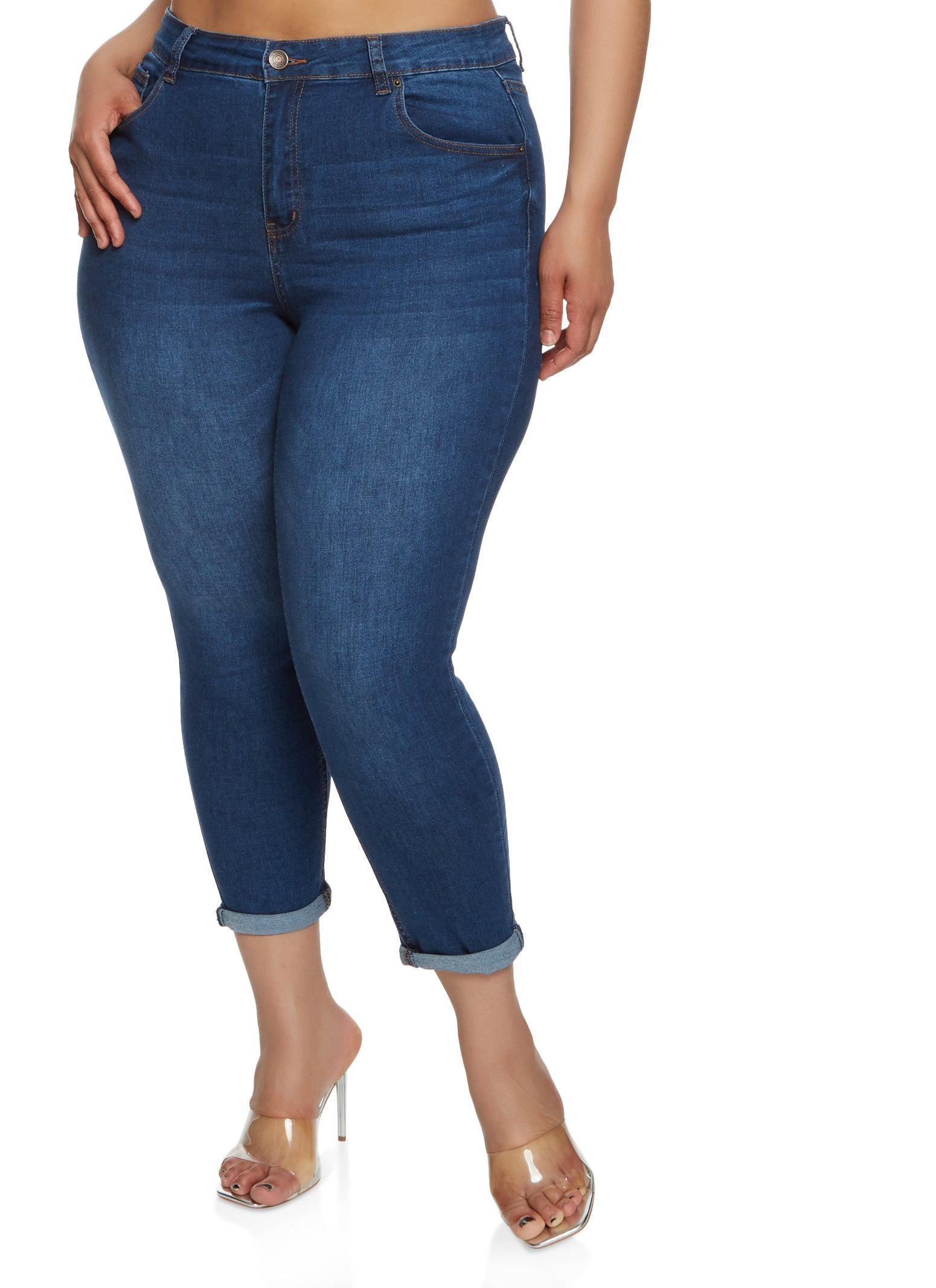 Womens Plus Size WAX Basic Rolled Cuff Jeans Product Image