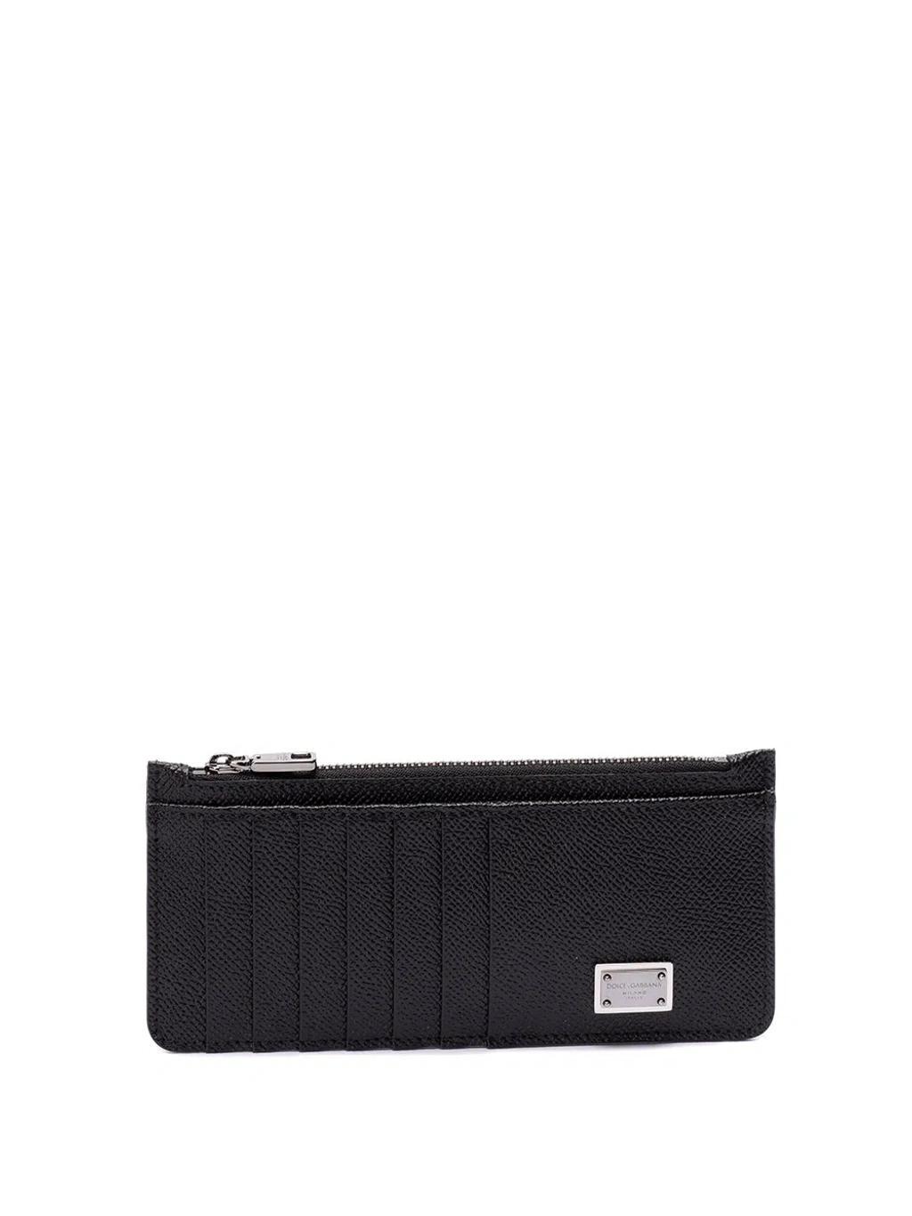 Vertical Card Holder With Logo Tag In Black   Product Image