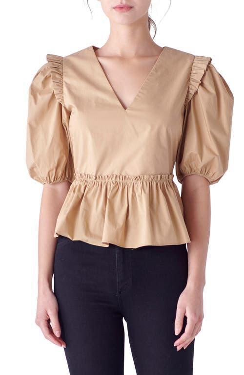 English Factory Puff Sleeve Peplum Cotton Top Product Image