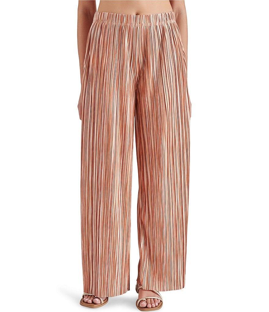 Steve Madden Ansel Plisse Stripe Recycled Polyester Side Pocket Wide Leg Pants Product Image