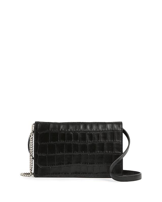 AllSaints Fetch Croc Embossed Leather Chain Crossbody Wallet Product Image