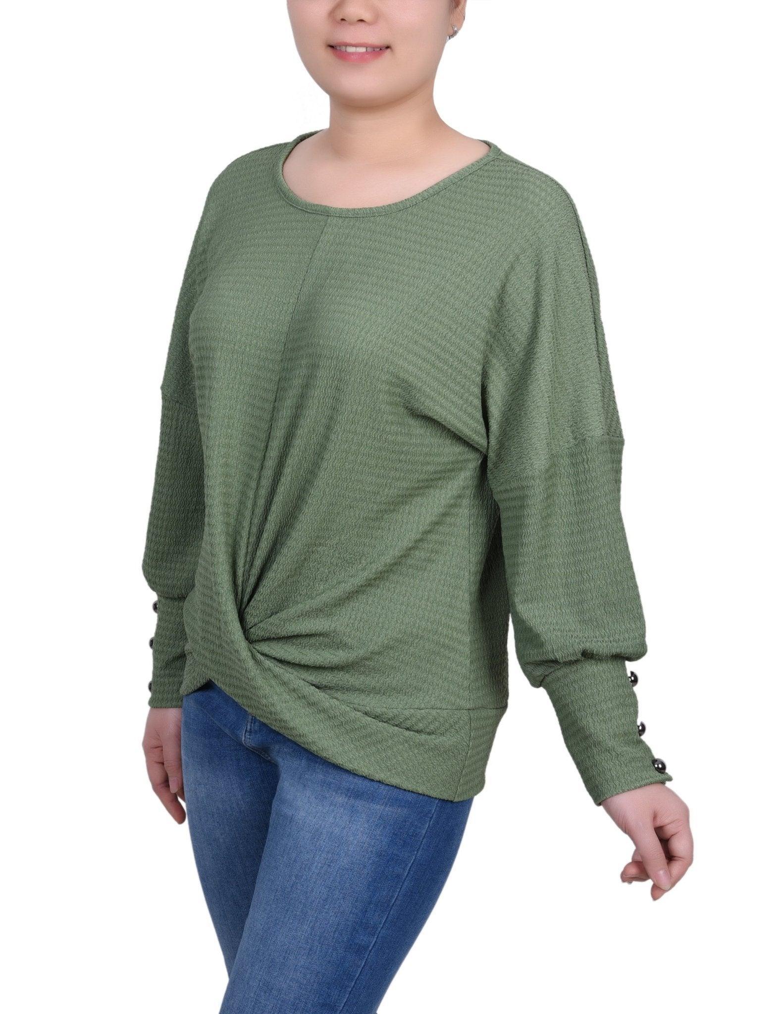 Long Sleeve Textured Knit Top - Petite Product Image