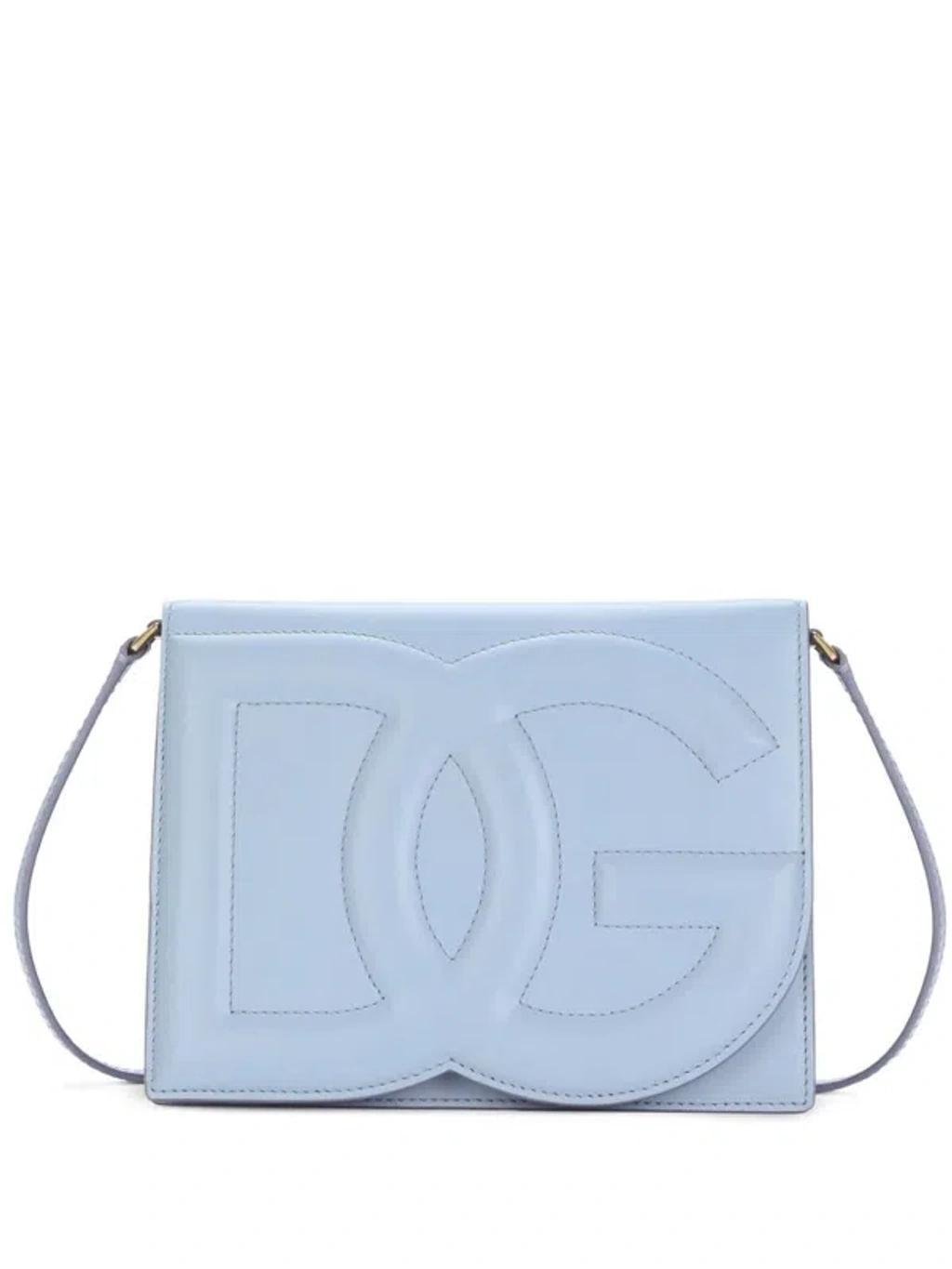 Dg Logo Leather Crossbody Bag In Clear Blue Product Image