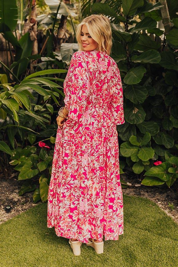 Blossom Breeze Floral Maxi In Hot Pink Curves Product Image