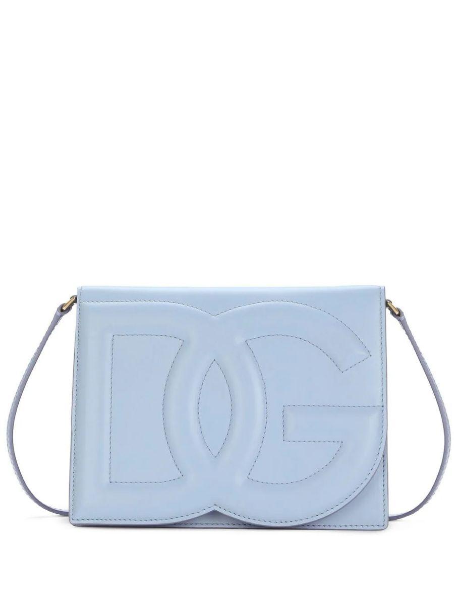 Dg Logo Leather Crossbody Bag In Clear Blue Product Image