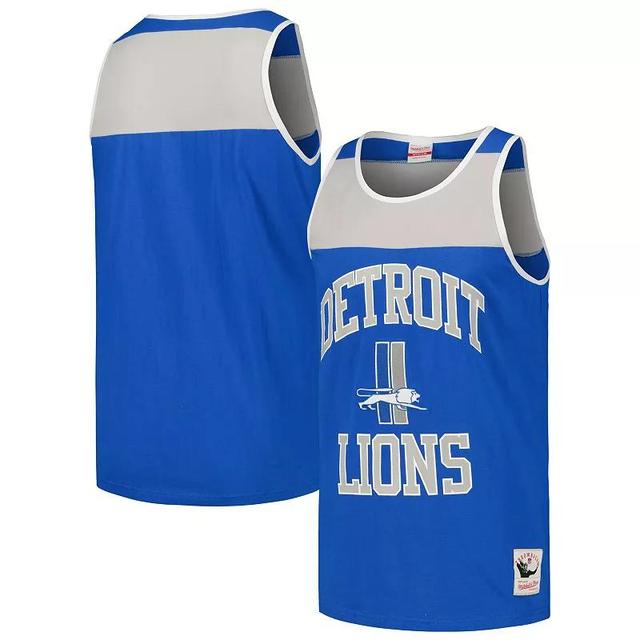 Mens Mitchell & Ness /Silver Detroit Lions Heritage Colorblock Tank Top Product Image