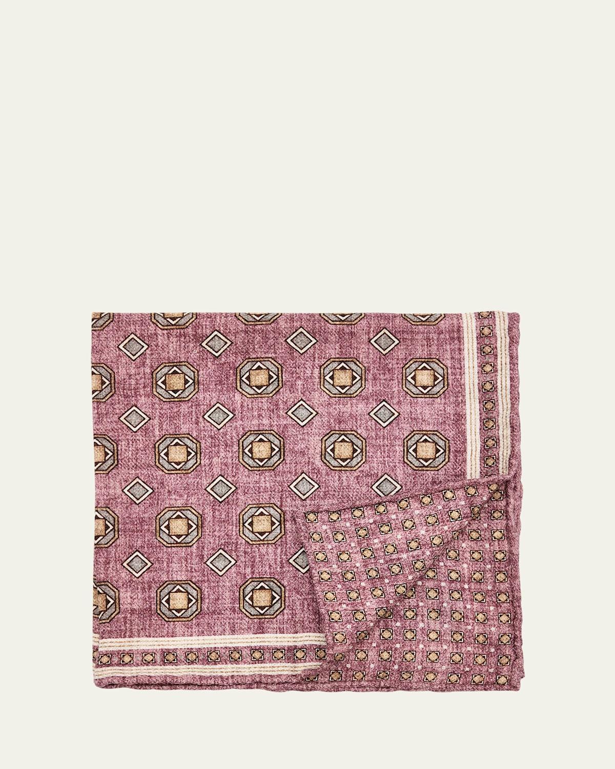 Men's Silk Geometric Pocket Square Product Image