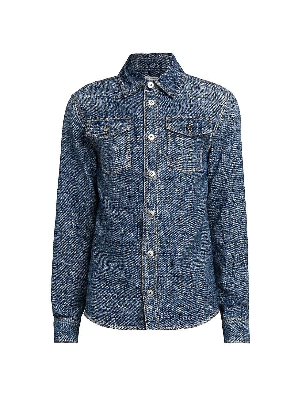 Mens Denim Print Woven Shirt Product Image