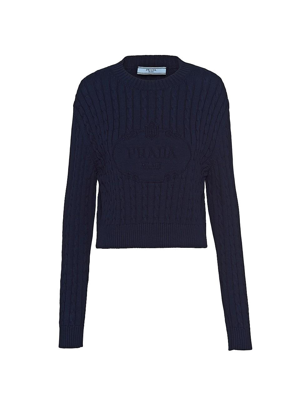 Womens Cotton Crewneck Sweater - Blue - Size 8 Product Image