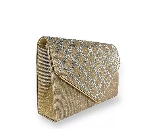 Badgley Mischka Womens Diamond Crystal Pattern Structured Envelope Clutch Product Image