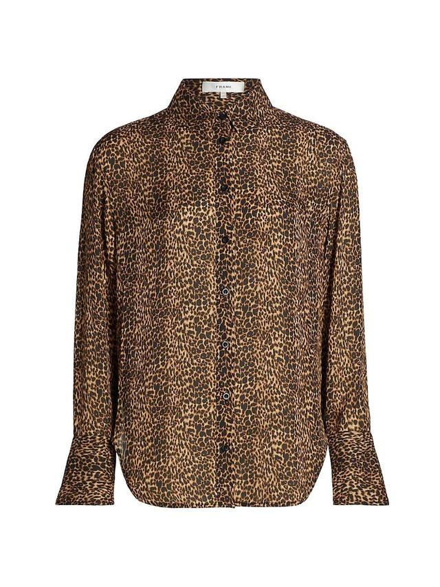 Womens The Standard Leopard-Print Silk Shirt Product Image