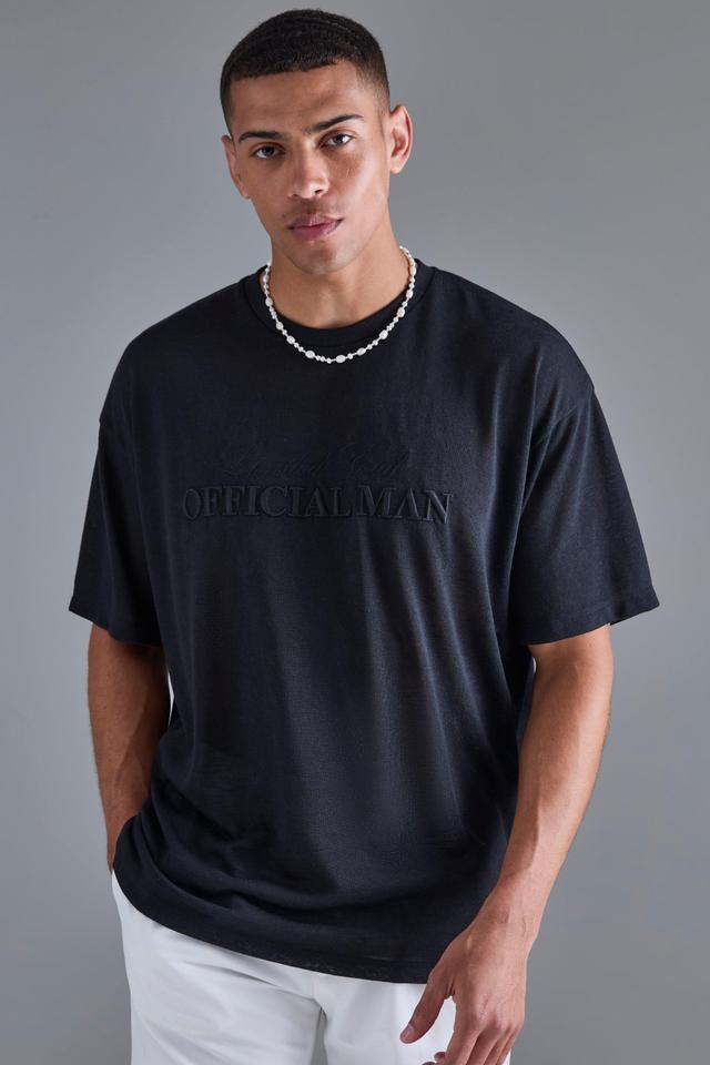 Oversized Limited 3D Embroidered Burnout Mesh T-shirt | boohooMAN USA Product Image