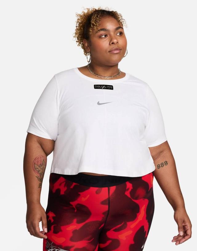 Nike Plus Megan Thee Stallion graphic slim fit cropped T-shirt in white Product Image