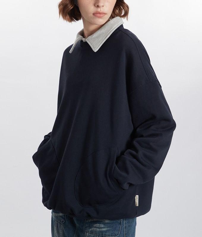 Round Neck Plain Pullover Product Image