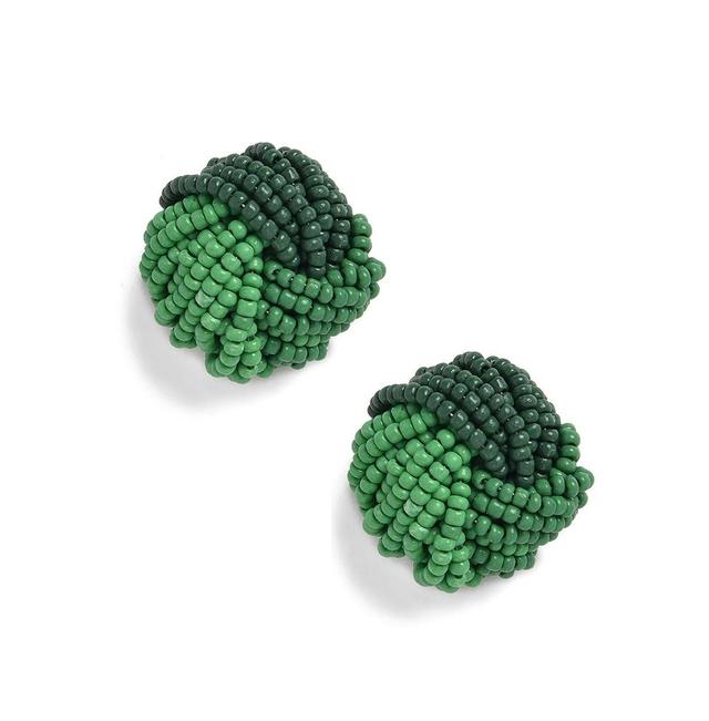 Sohi Womens Green Beaded Twist Stud Earrings Product Image