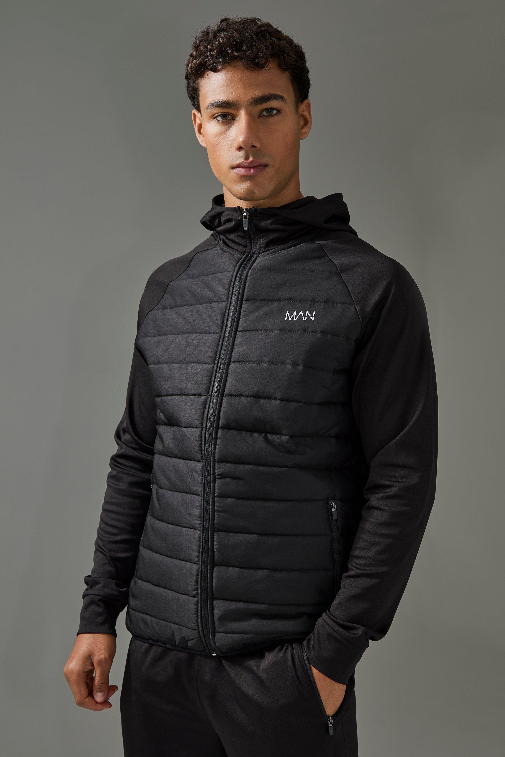 Man Active Quilted Zip Through Hoodie | boohooMAN USA Product Image