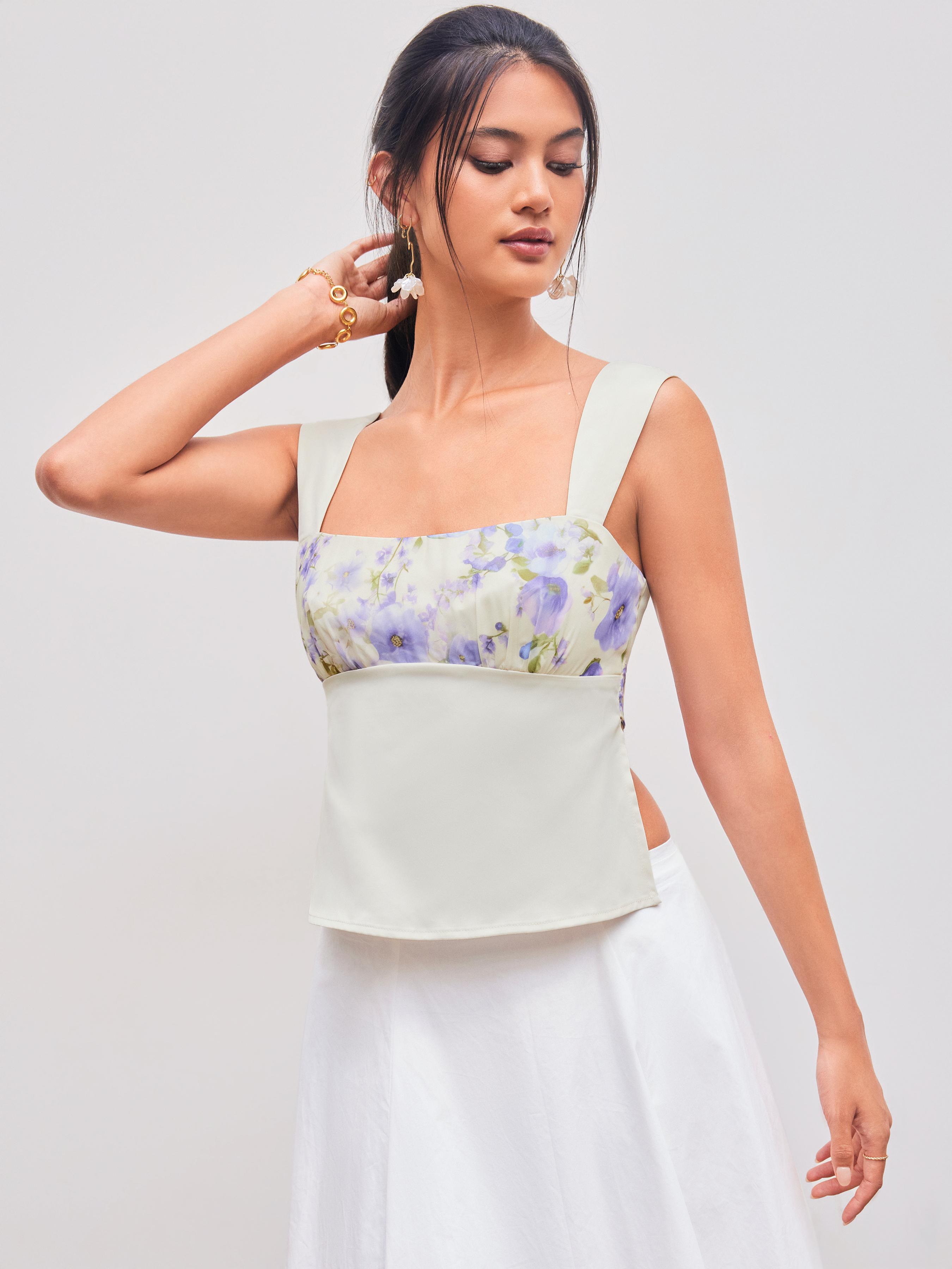 Square Neck Floral Knotted Cami Top Product Image