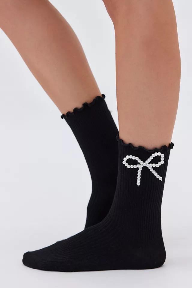 Pearl Bow Ribbed Sock Product Image