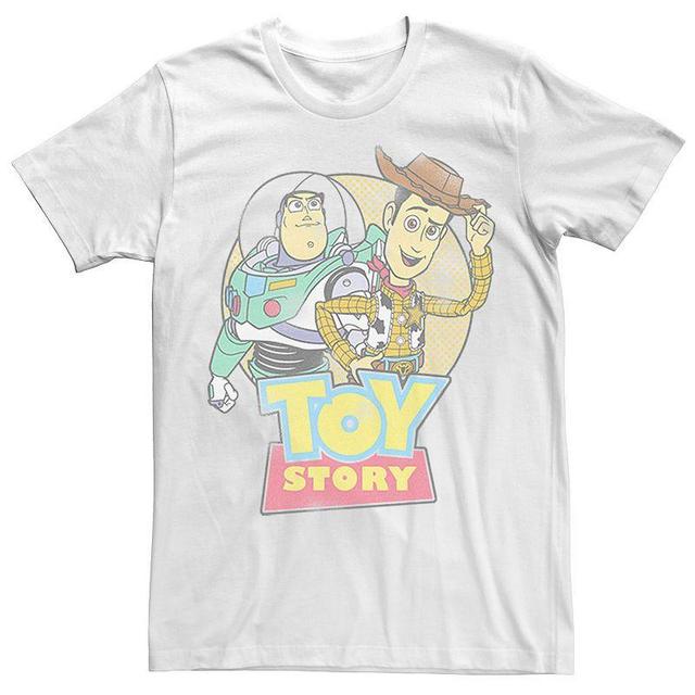 Mens Disney / Pixar Toy Story Buzz Woody Distressed Retro Tee White Product Image