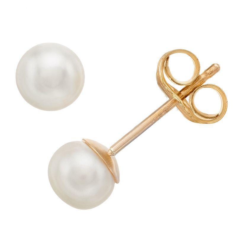 Pure Gem Collection 10k Gold Freshwater Cultured Pearl Stud Earrings, Womens Product Image