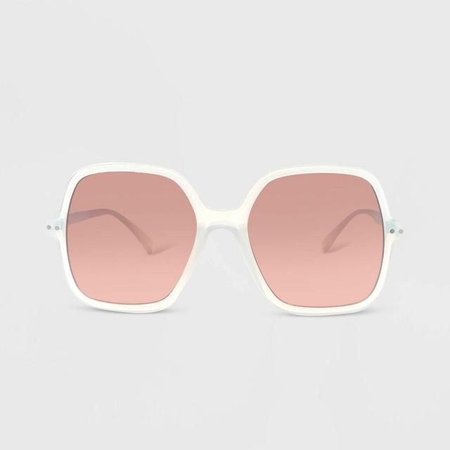 Womens Plastic Square Sunglasses - Wild Fable Off-White Product Image