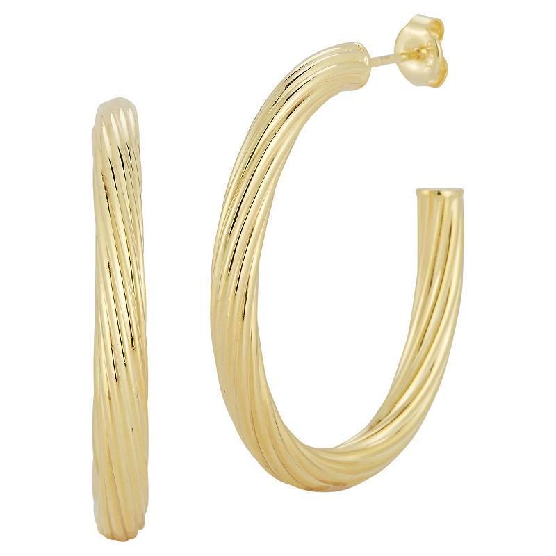 Sunkissed Sterling Oval Twist Hoop Earrings, Womens, Gold Tone Product Image