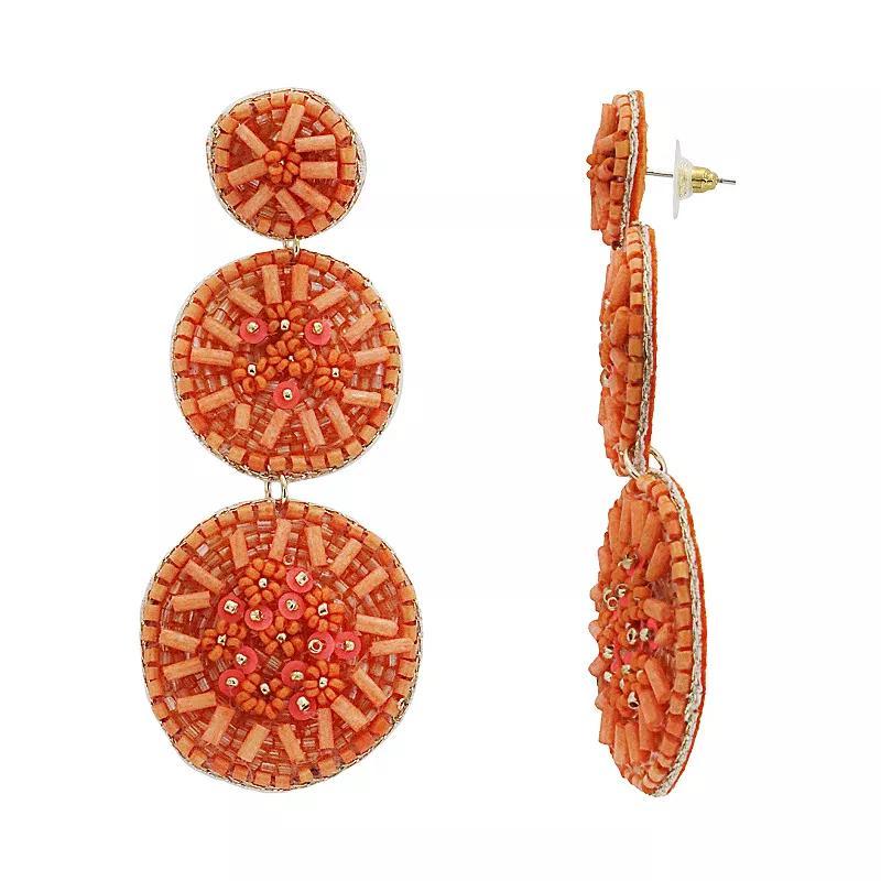 PANNEE BY PANACEA Gold Tone Colorful Circle Drop Statement Earrings, Womens, Orange Product Image