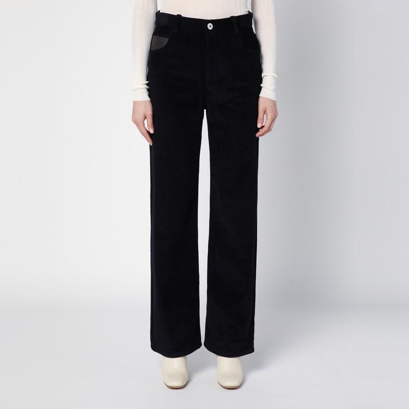 Corduroy Straight Leg Trousers In Blue Product Image