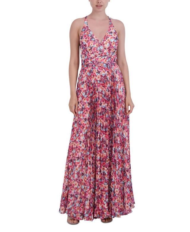 Womens Pleated Floral Maxi Dress Product Image