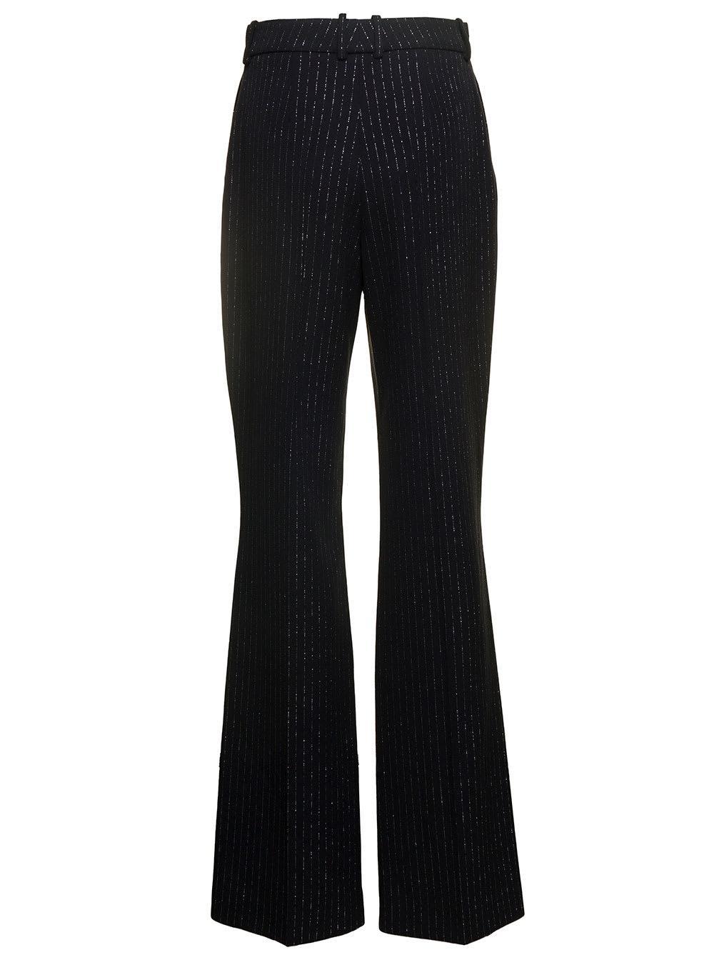 Embroidered Wool Tuxedo Pants In Black Product Image