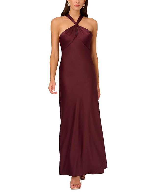 Womens Satin Halterneck Maxi Dress Product Image