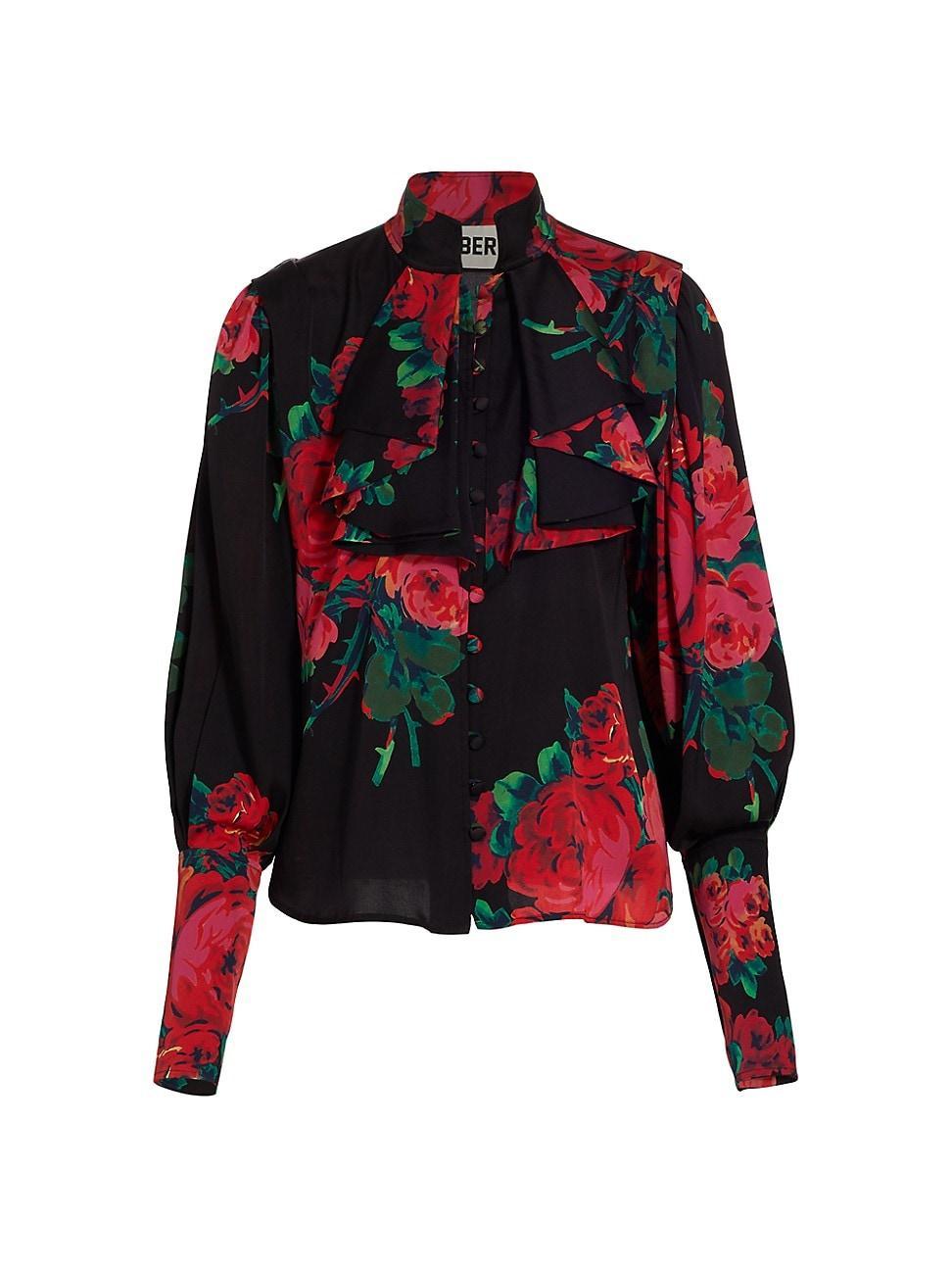 Womens Seville Rose Bishop-Sleeve Blouse Product Image