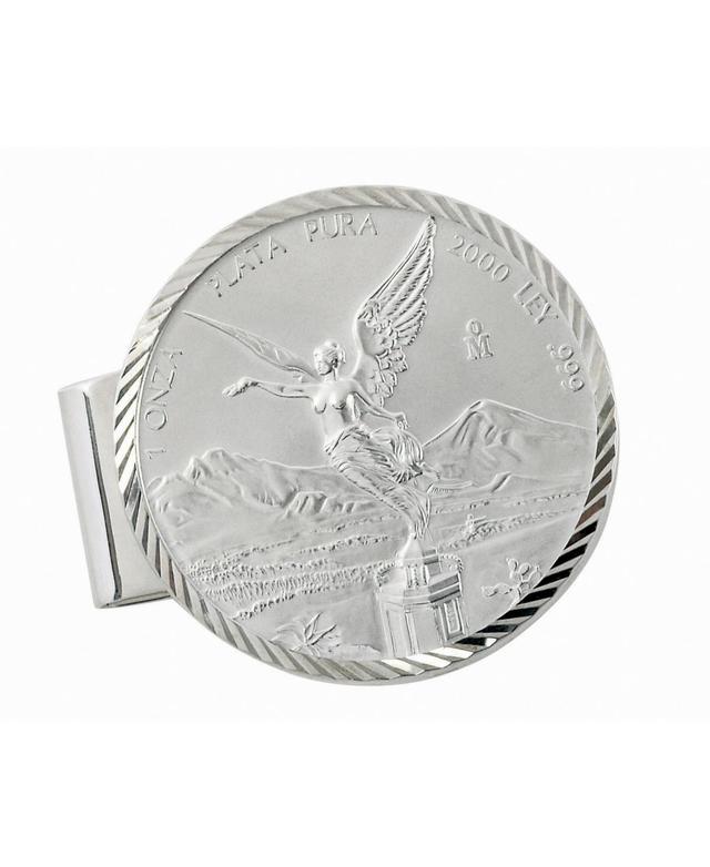 Mens American Coin Treasures Sterling Silver Diamond Cut Coin Money Clip with Mexican Libertad 1 Oz Silver Coin - Silver Product Image