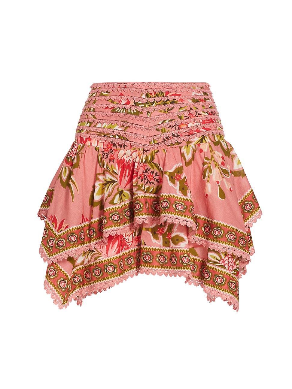 Womens Aura Tiered Floral Cotton Miniskirt Product Image