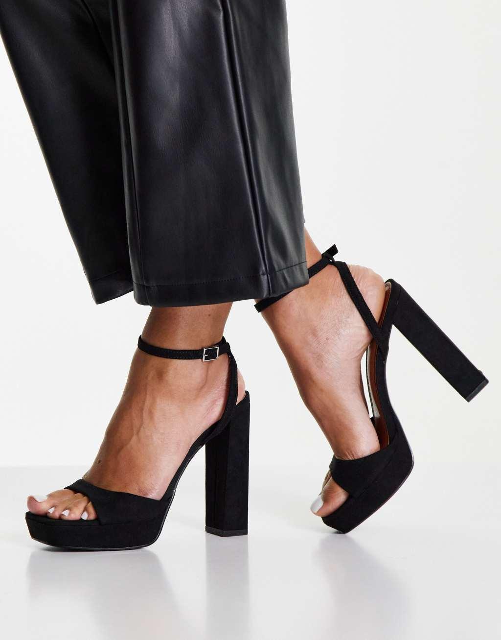 ASOS DESIGN Wide Fit Noun platform barely there block heel sandals Product Image