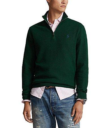 Polo Ralph Lauren Mens Mesh-Knit Cotton Quarter-Zip Sweater Product Image